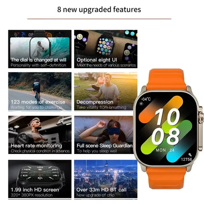 New Smartwatch Men 49mm Series 8 2.3"AMOLED Screen NFC Compass Waterproof For Apple Watch IWO Ultra 8 Smart Watches 2025 Android