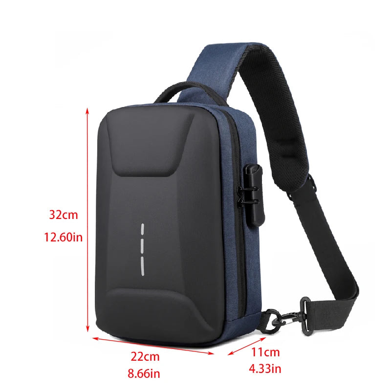 Anti-theft Combination Lock Chest Packs With USB Charging Port Fashion Business Men's Crossbody Bag Travel Storage Shoulder Bag