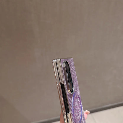 Luxury Magnet Magnetic Mini Diamond Glitter Phone Case For Samsung Z Fold 7 6 5 4 3 For Magsafe Wireless Charging Plating Cover