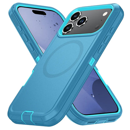 Heavy Duty Mechanical Rugged PC+TPU Case For IPhone 17 Pro Max 17 Air 16 Plus OTT-Box Magnetic Charging Enhanced Anti-Drop Cover