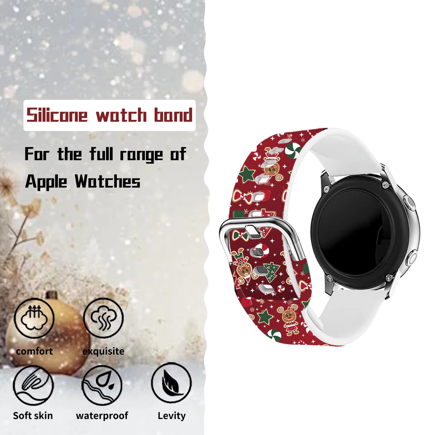 20mm Mich Christmas 1 Printed Strap for Samsung Galaxy Watch 7/6/5/4 40mm 44mm Band Replaceable Bracelet 22mm for Xiaomi Amazfit