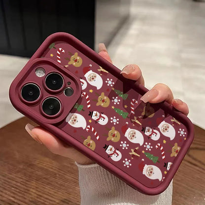 Santa Claus Reindeer And Snowman Phone Case For iPhone 17 16 Pro Max 15 14 13 12 11 XS XR 7 8 Plus 16E Shockproof Soft TPU Cover