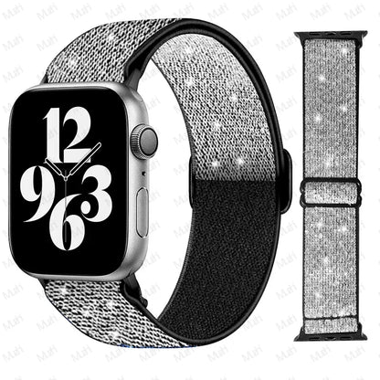 Bling Nylon Strap for Apple Watch Band 44mm 40mm 38mm/42mm bohemian Bracelet iWatch Series 7 6 5 4 3 41mm 45mm 8 9 ultra 2 49mm