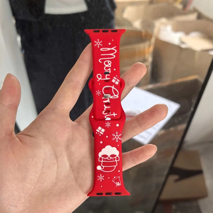 Silicone Christmas Band for Apple Watch Ultra 3-2 Strap 49mm 46mm 41mm 42mm 44mm 45mm Sport Bracelet for iWatch 11 10 9 8 7 6 5