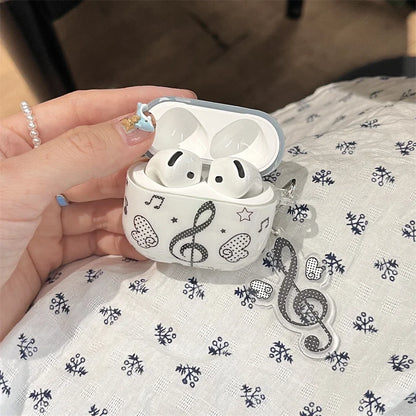 ins Music Symbol Angel Wings Earphone Case For Apple AirPods 4 3 2 1 Pro 2 Air Pods Pro2 Bluetooth Headphones Protective Cover