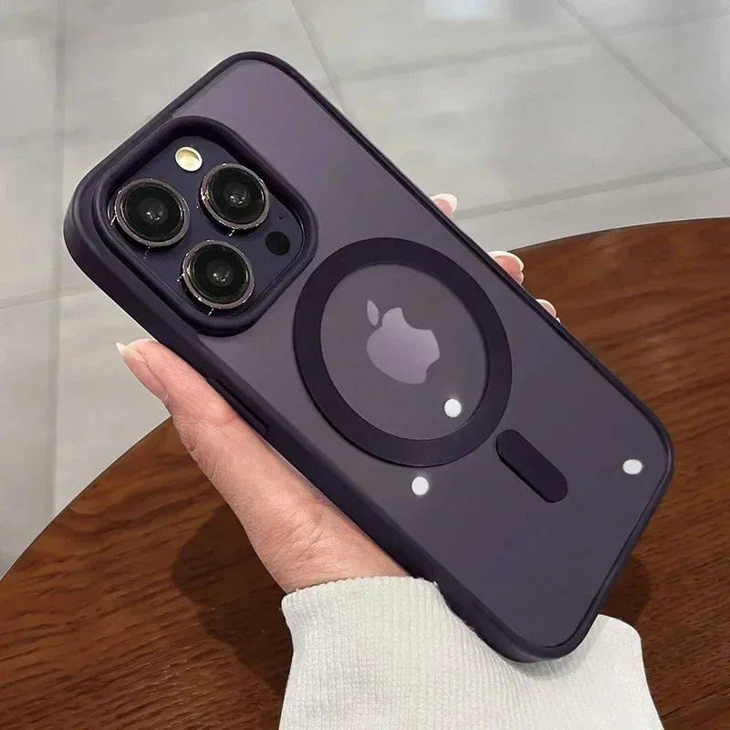 Luxury Dark Purple Transparent Magsafe Magnetic Case For iPhone 15 14 13 12 11 Pro Max Plus Antiskid Shockproof Protect Cover