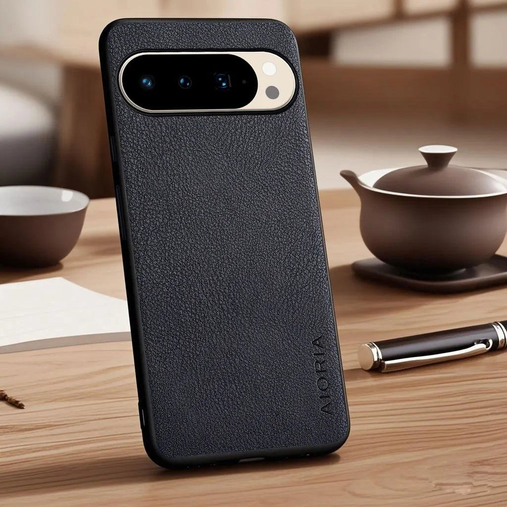 Case for Google Pixel 10 Pro XL 7 6 7a 6a 5a 4a Vegan Faux Lychee Pebbled leather cover funda for Google Pixel 10 Pro XL case