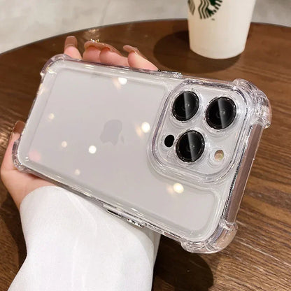 Luxury Plating Airbag Soft Silicone Case for iPhone 17 16 Pro Max 11 12 13 14 15 Pro Xs Max X Xr 17 Air Camera Protector Cover