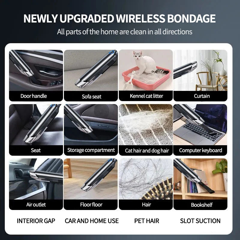 Car Vacuum Cleaner Strong Wireless Handheld for Home Appliance Cleaning Machine Portable Dust Catcher  Auto Robot Car Accessories