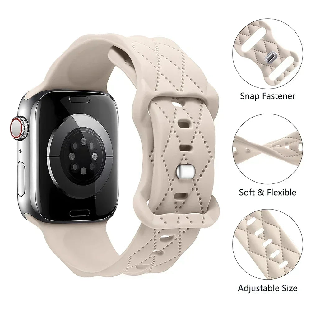 Engraved Silicone strap For Apple Watch Band 42mm 44mm 45mm 41mm 49mm 40mm bracelet correa iwatch Series 8 9 SE 7 6 5 4 3 Ultra