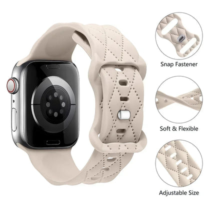 Engraved Silicone strap For Apple Watch Band 42mm 44mm 45mm 41mm 49mm 40mm bracelet correa iwatch Series 8 9 SE 7 6 5 4 3 Ultra