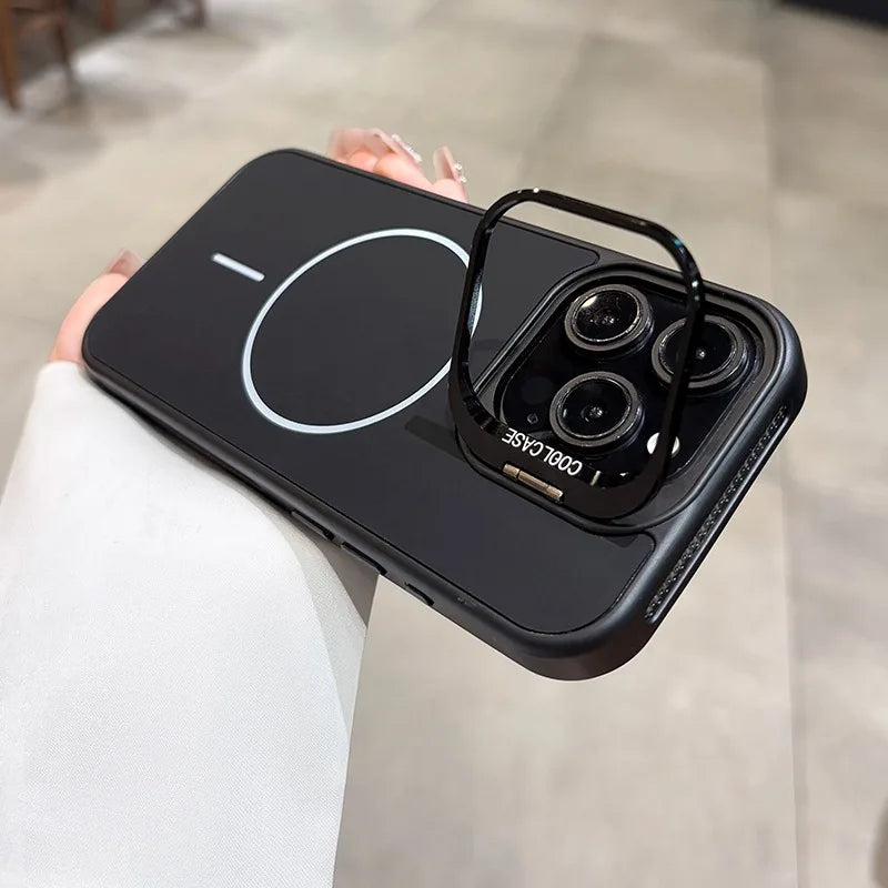 New Lens Stand Magnetic Case For iPhone 17 Pro Max Air Magsafe Cover for 16 15 14 13 12 11 ProMax Organic Silicon PC Armor Cover