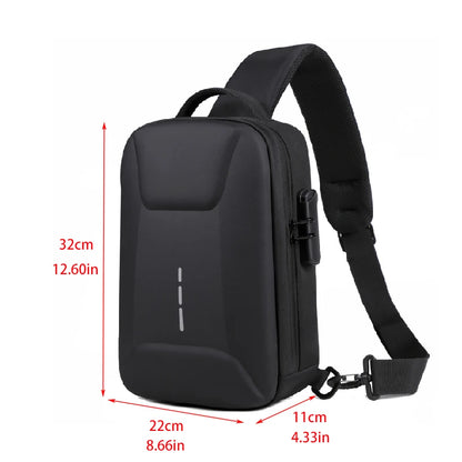 Anti-theft Combination Lock Chest Packs With USB Charging Port Fashion Business Men's Crossbody Bag Travel Storage Shoulder Bag