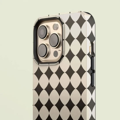 Diamond Patterned Black Cream  Case For IPHONE 16ProMax 15 14 13 12 11 PRO Plus Acrylic TPU Two in one Magnetic Phone Cases