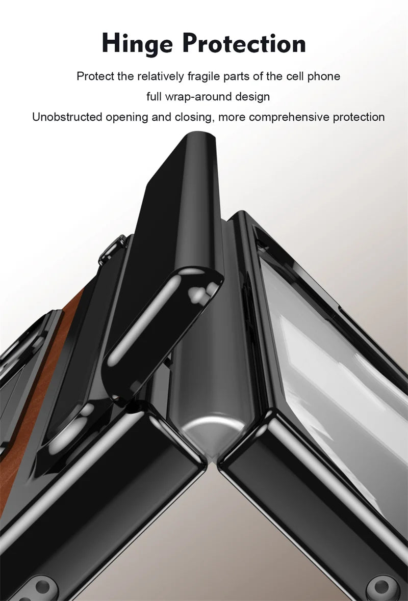 Folding Screen Luxury Retro Leather Phone Case For Google Pixel 9pro Tempered Glass Front Film Pen Slot Phone Cover