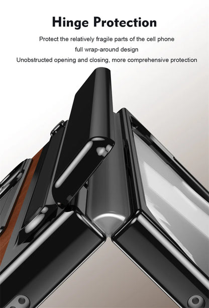 Folding Screen Luxury Retro Leather Phone Case For Google Pixel 9pro Tempered Glass Front Film Pen Slot Phone Cover