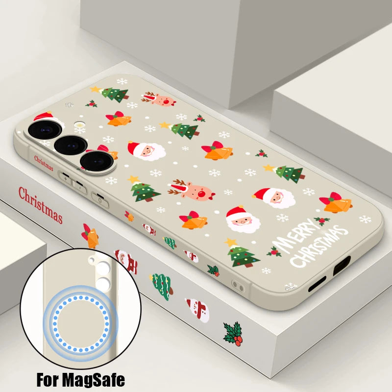 Christmas Santa Elk Magnetic Case For Samsung Galaxy S25 S24 S23 Ultra S22 Plus S24 S21 S20 FE For Magsafe Wireless Charge Cover