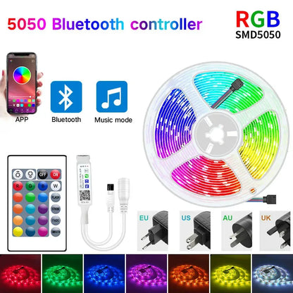 30leds/m 5050 Led Strip 5M LED Strip Light led ribbon 15M 20M 30M rgb led diode tape Bluetooth Controller power adapter for Home