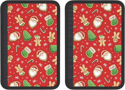 2pcs Christmas Themed Seat Belt Covers Soft Polyester Fit for Cars Santa Claus Car Accessories Interior Seatbelt Cover Print