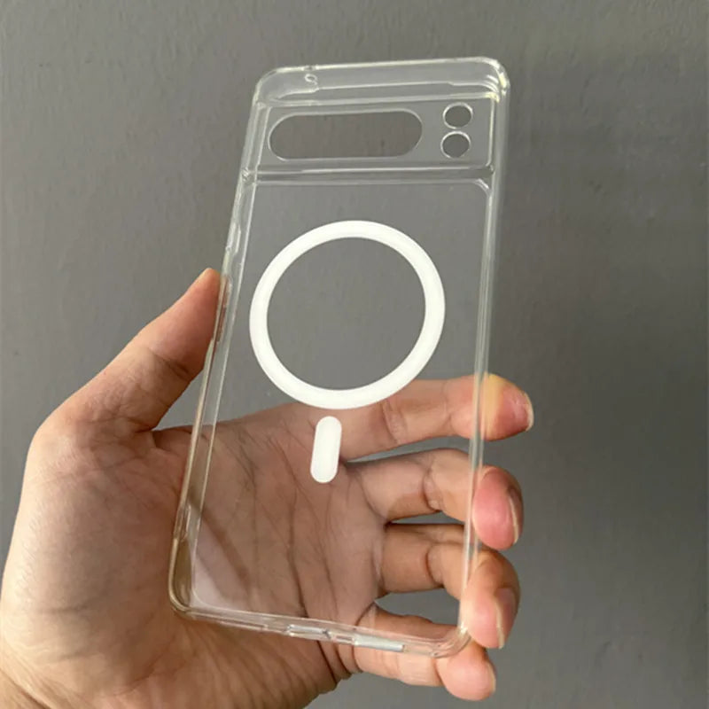 Transparent Shockproof PC+TPU Magsafe Case For Google Pixel 9 Pro XL 8 Pro 9a 8a Frosted Magnetic Wireless Charging Phone Cover