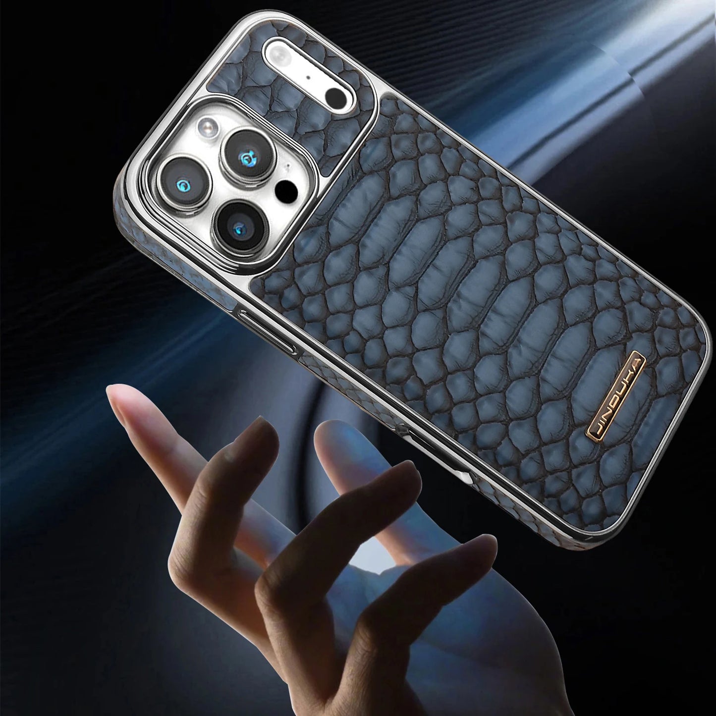 Luxury Fashion Snake-Patterned Leather Phone Case For iPhone 17 16 15 14 13 12 Pro Max 17Air  Inner Shell With Flannel Lining