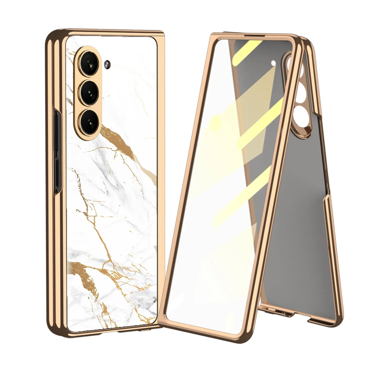 GKK Electroplated Painted Tempered Glass Case For Samsung Galaxy Z Fold 5 With Screen Glass Hard Cover For Galaxy Z Fold5 4 Case