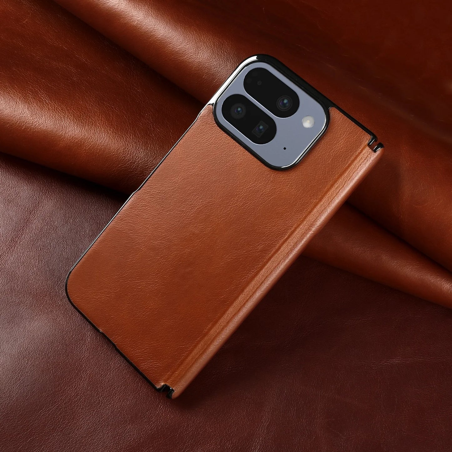 Luxury Genuine Leather Case For Google Pixel 10 Pro Fold 9pro fold Oil Wax Central Axis Pattern Phone Back Cases Without Front