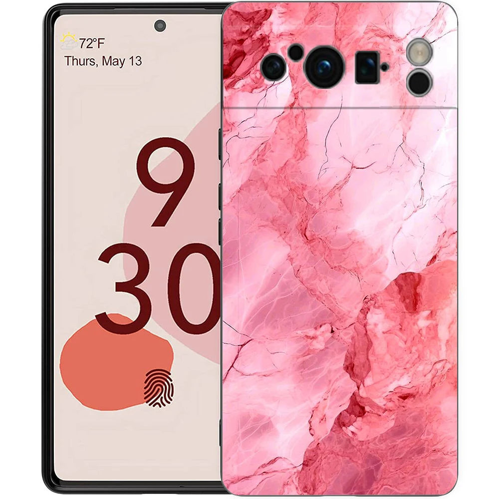 Marble Phone Case For Google pixel 9 8 7 6 Pro 8A 6A 7A 5G Silicone Shockproof Black Cover Fundas
