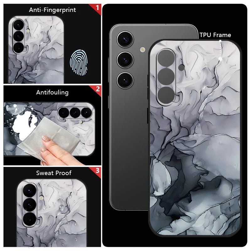 Colorful Marble Case For Samsung Galaxy S24 S23 S22 Ultra S21 S20 FE A16 A15 A25 A34 A35 A55 A52 A53 A54 5G S25 Lanyard Cover