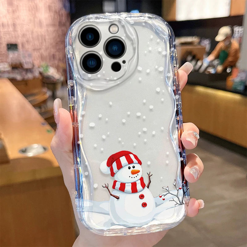 Santa Claus Wave Case for iPhone 16 15 14 Pro Max 13 12 Mini 11 XS X XR 8 7 Plus SE 2022 2020 Soft Shockproof Back Cover Funda