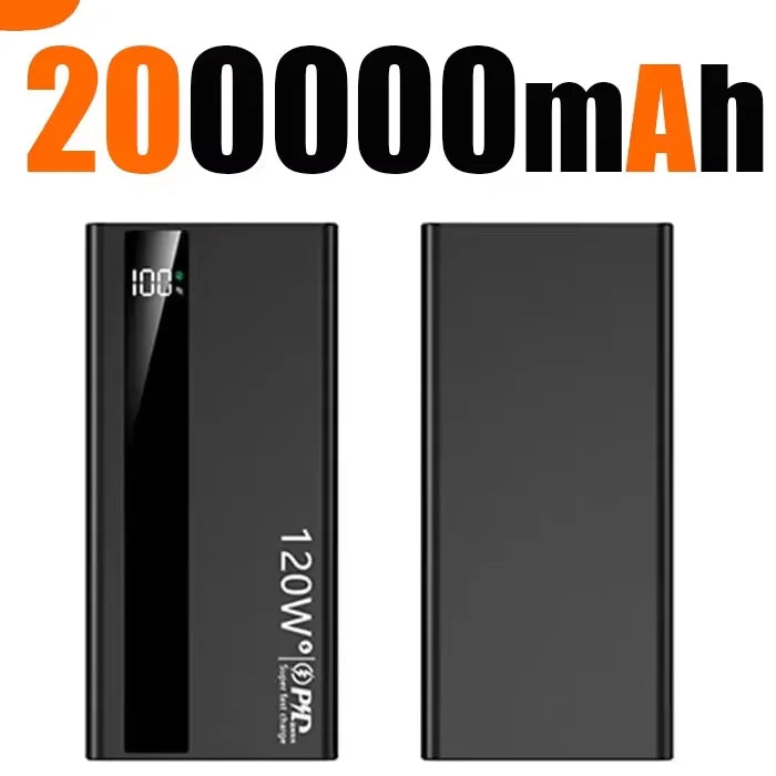 120W 200000mAh Power Bank High Capacity Super Fast Charging Power Bank Portable Battery Charger For Huawei iPhone Samsung Xiaomi