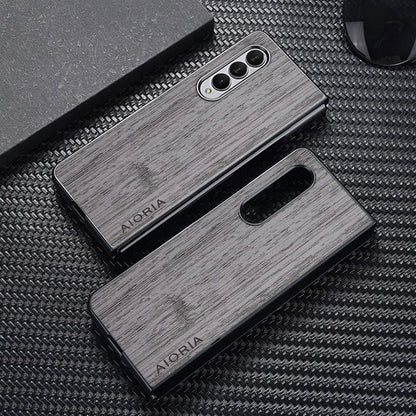 Case for Samsung Galaxy Z Fold 7 3 4 5 6 funda bamboo wood pattern Leather cover Luxury coque for galaxy z fold7 case capa