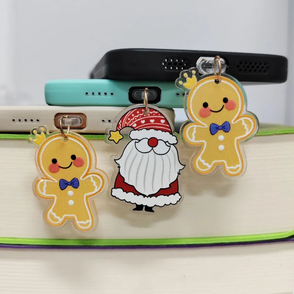 Gingerbread Man Christmas Dust Plug Type C Phone Charge Port Plug For iPhone Dust Protection Stopper Pendant Lady Friend Gift