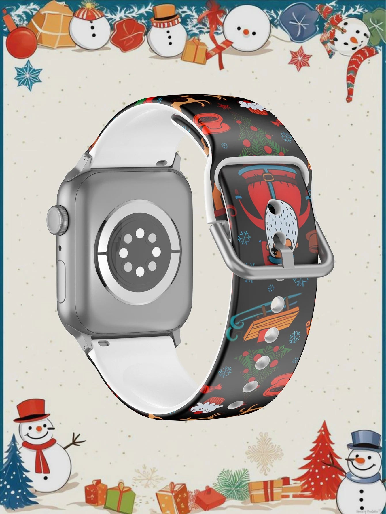 White bearded Santa For Apple Watch Ultra3 Strap 11 10 9 8 7 6 5 4 SE Bracelet For iWatch 46mm 49mm 44mm 45mm 41mm 42mm Band