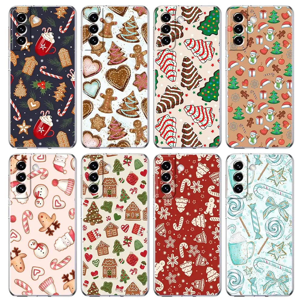 Phone Case For Samsung Galaxy S25 Edge S24 Plus S23 FE S22 S21 S20 Ultra 5G S10 Soft Clear Cover Cartoon Christmas