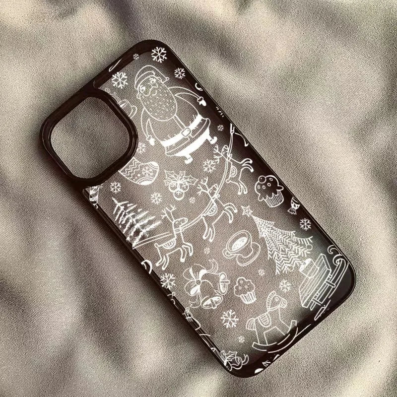 Cartoon Snowflake Christmas Tree Phone Case For iPhone 13 12 11 16 15 14 Pro Max X XR XS 7 8 Plus SE 2020 Anti-Fall Clear Cover