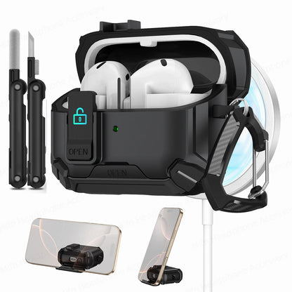 2025 New for Galaxy Buds 3 Pro Fudas Samsung Magnetic Lock Case With Phone-Stand Design Compatible with Magsafe Buds3 Buzz 3 pro
