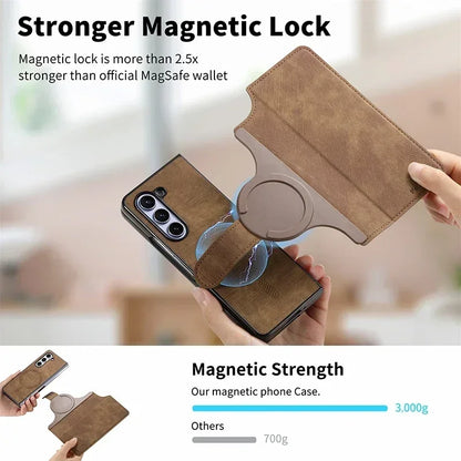 Strong Magnetic 2 In 1 PU Leather Case For Samsung Galaxy Z Fold 7 6 5 4 3 Magsafe Case Detachable Flip Card Holder Wallet RFID