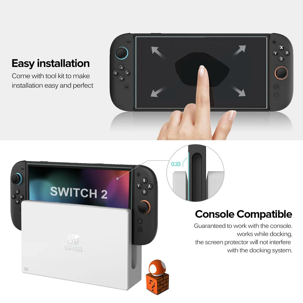 Tempered Glass Protector For Nintendo Switch 2 2025 Accessories Screen Protector For Switch 2 accessoires With Joystick Cap