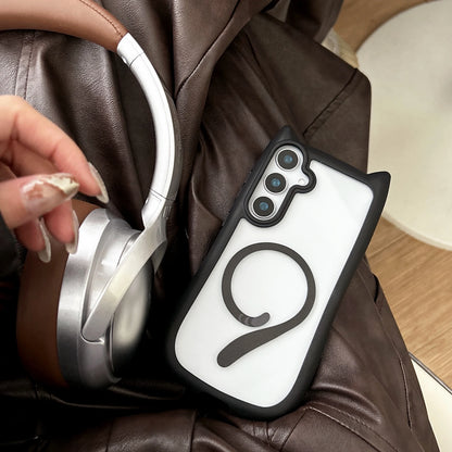 Magnetic Magsafe Case For Galaxy S25 Plus Lovely Cat Ear Cover For Samsung Galaxy S23 S24 Transparent Hard Shockroof Phone Shell