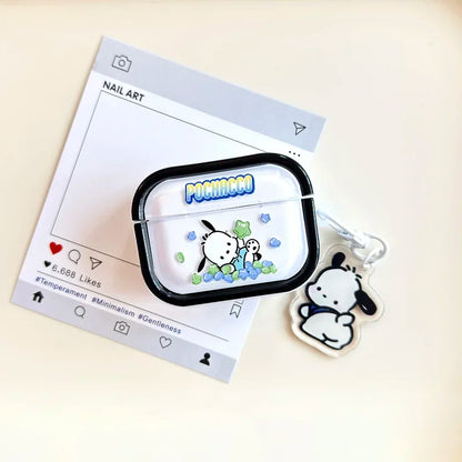 Cute Cartoon Sanrio Pochacco  Earphone Case For Airpods 1 2 3 4 Pro 2 Wireless Bluetooth Headset Protective Cover With Pendant
