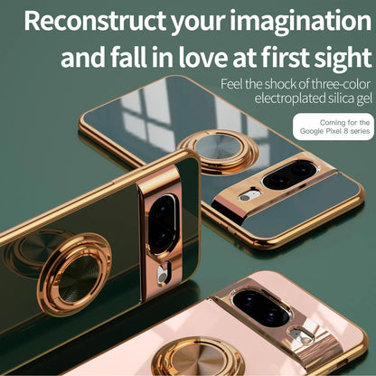 Luxury Ring Holder Magnetic Stand Case for Google Pixel 9 8 7 Pro 8A 7A 6A 5A Pixel8A Bracket Plating Soft TPU Shockproof Cover