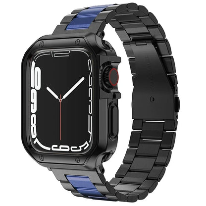 TPU Protector Case+Metal Strap For Apple Watch Ultra Band 49mm 45/44mm 41mm 40/38 Stainless steel Bracelet series 3 5 6 se 7 8 9