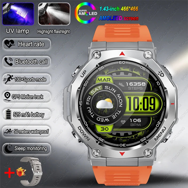 2026 New T-Rex 3 Military Grade Sports Smart Watch GPS Motion Track 5 ATM Waterproof Heart Rate HD Bluetooth Call Smartwatch Men