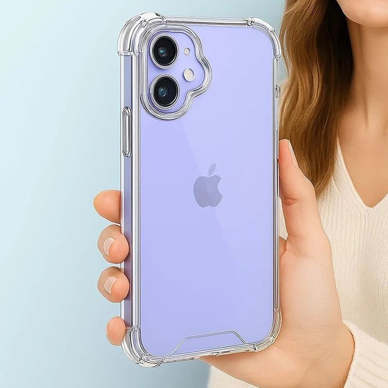Hybird Hard Acrylic Clear Case for iPhone 17 Air 16 E Pro Max Military Grade Shockproof Transparent Silicone Soft Back Cover