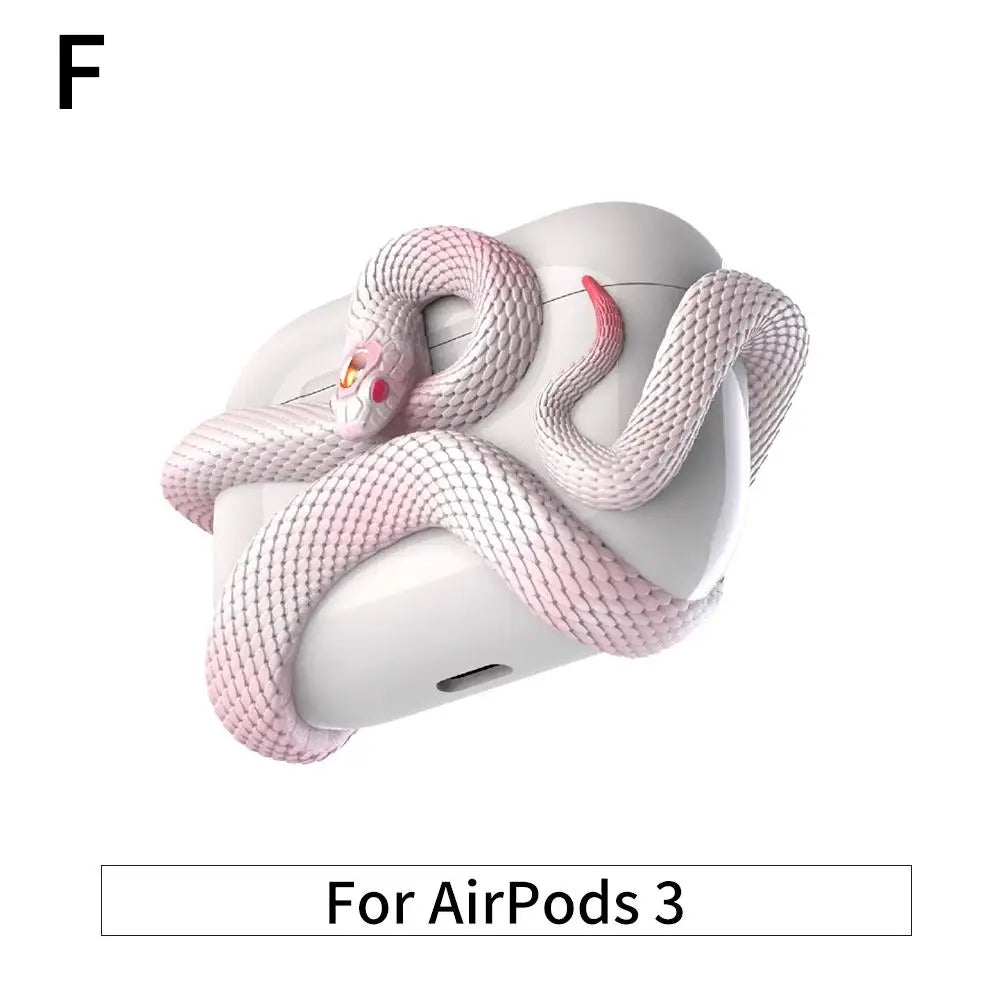Snake Wireless Earphone Protective Shell Case 3D Winding Snake Resin Decoration Earphone Accessories for AirPods Pro/Pro 1/2/3/4