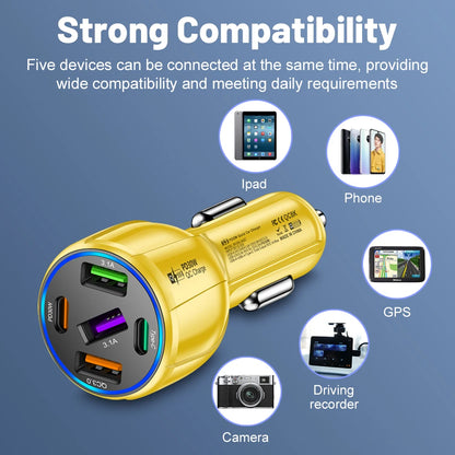 3 Ports PD Car Charger 90W Fast Charging USB QC3.0 Type C Car Phone Charger For iphone 15 Samsung Huawei Xiaomi Adapter in Car