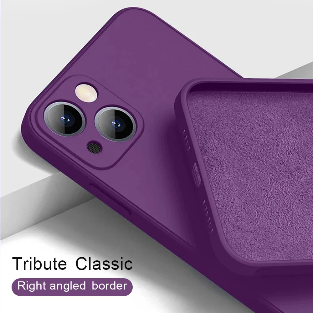 Full Protection case Dark Purple For iPhone 16 Liquid Silicone Phone Case 11 12 13 14 15 Pro Max Mini X XS XR 7 8 14 15 16 Plus