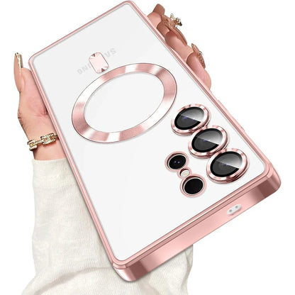 Luxury Magnetic For Magsafe Case For Samsung Galaxy S26 S25 Edge S24 FE S23 S21 Plus Ultra Plating Silicone Cover Clear Soft