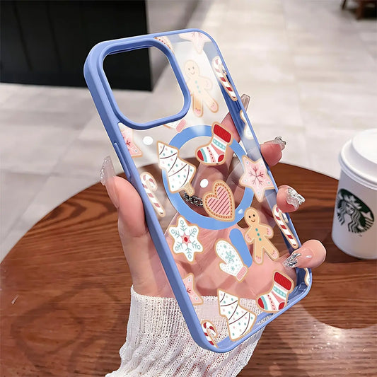 This Magnetic Case Compatible with iPhone 17 to 11 Pro Max/Plus Decorated with Gingerbread and Christmas Tree